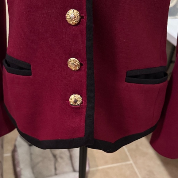Casual Corner Maroon Blazer with Black Trim - Picture 3 of 6